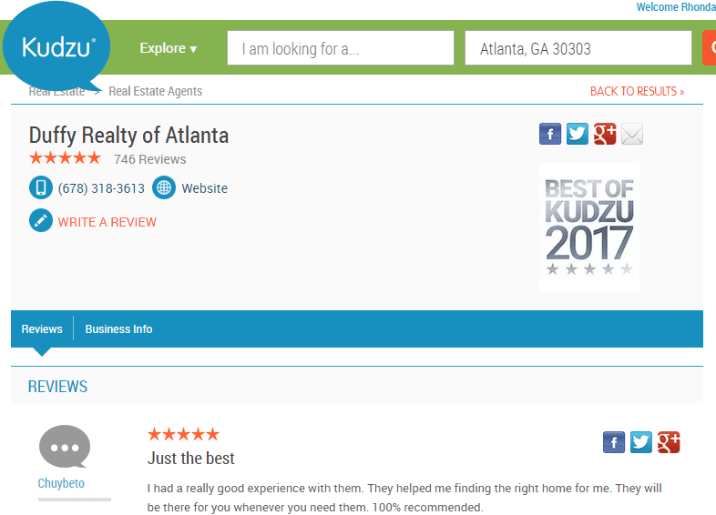 Best reviewed real estate agents in Atlanta