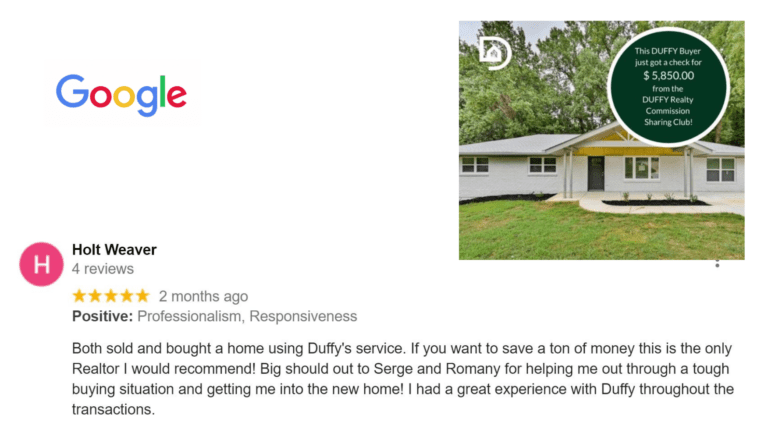 Commission Sharing at DUFFY Realty gave a check to Buyer Charles Weaver for $5,850.00