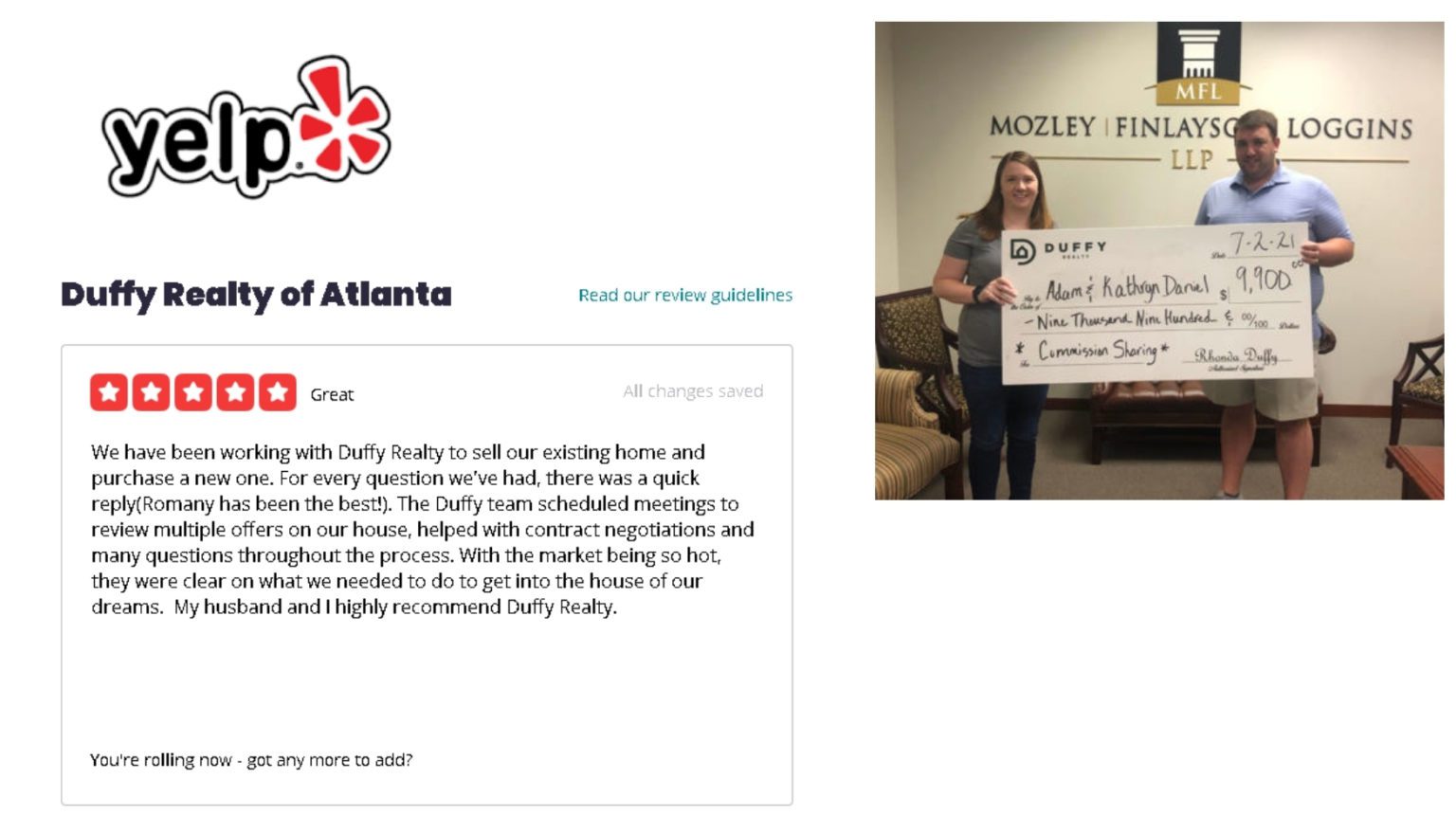 DUFFY Buyer Adam Daniel gets Commission Sharing of $9900