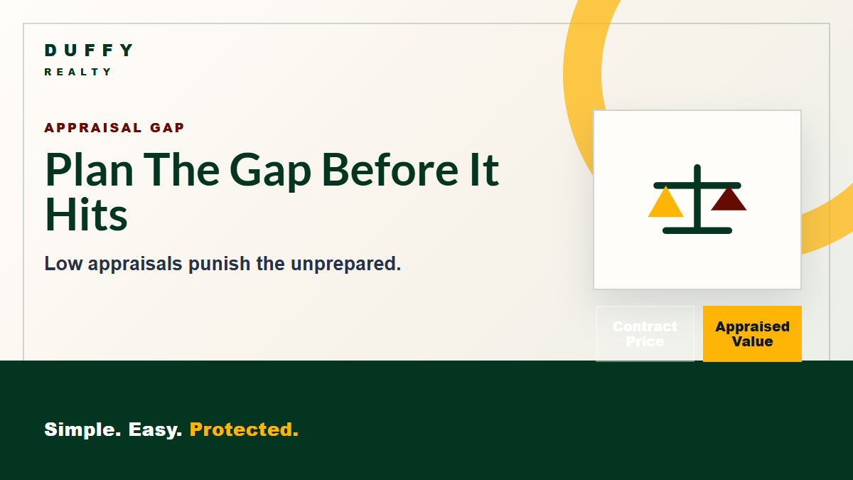 DUFFY blog graphic for Appraisal Gaps in 2026: What Happens When the Number Comes in Low