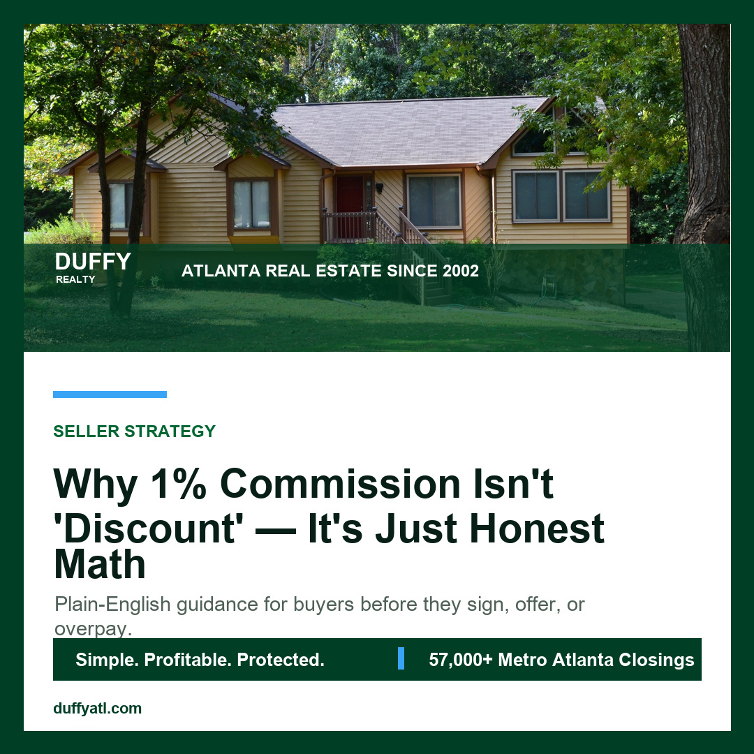 Why 1% Commission Isn't 'Discount' — It's Just Honest Math - DUFFY Realty Atlanta blog image