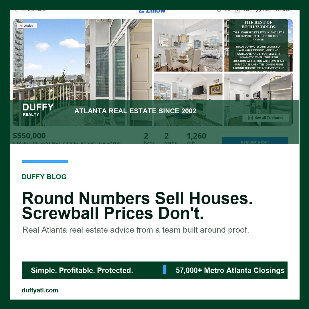 Round Numbers Sell Houses. Screwball Prices Don't. - DUFFY Realty Atlanta blog image