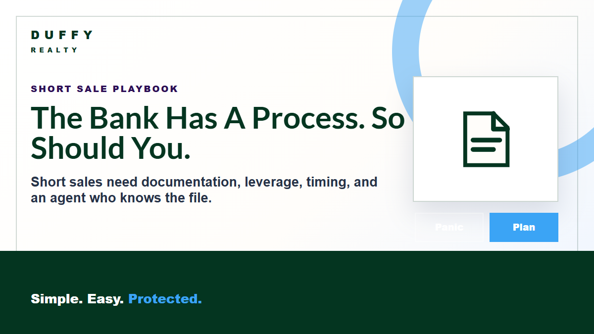DUFFY blog graphic for The Short Sale Playbook: What to Do When You Owe More Than It's Worth
